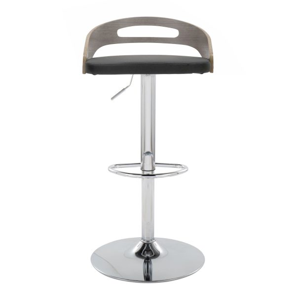Cassis Mid Century Modern Chrome Walnut Grey Barstool 4