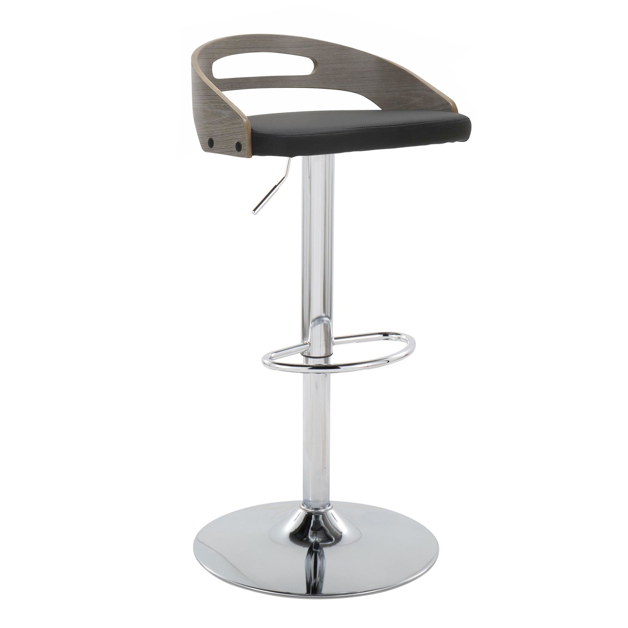 Cassis Mid-Century Modern Chrome Walnut Grey Barstool 1 Cassis Mid-Century Modern Chrome Walnut Grey Barstool