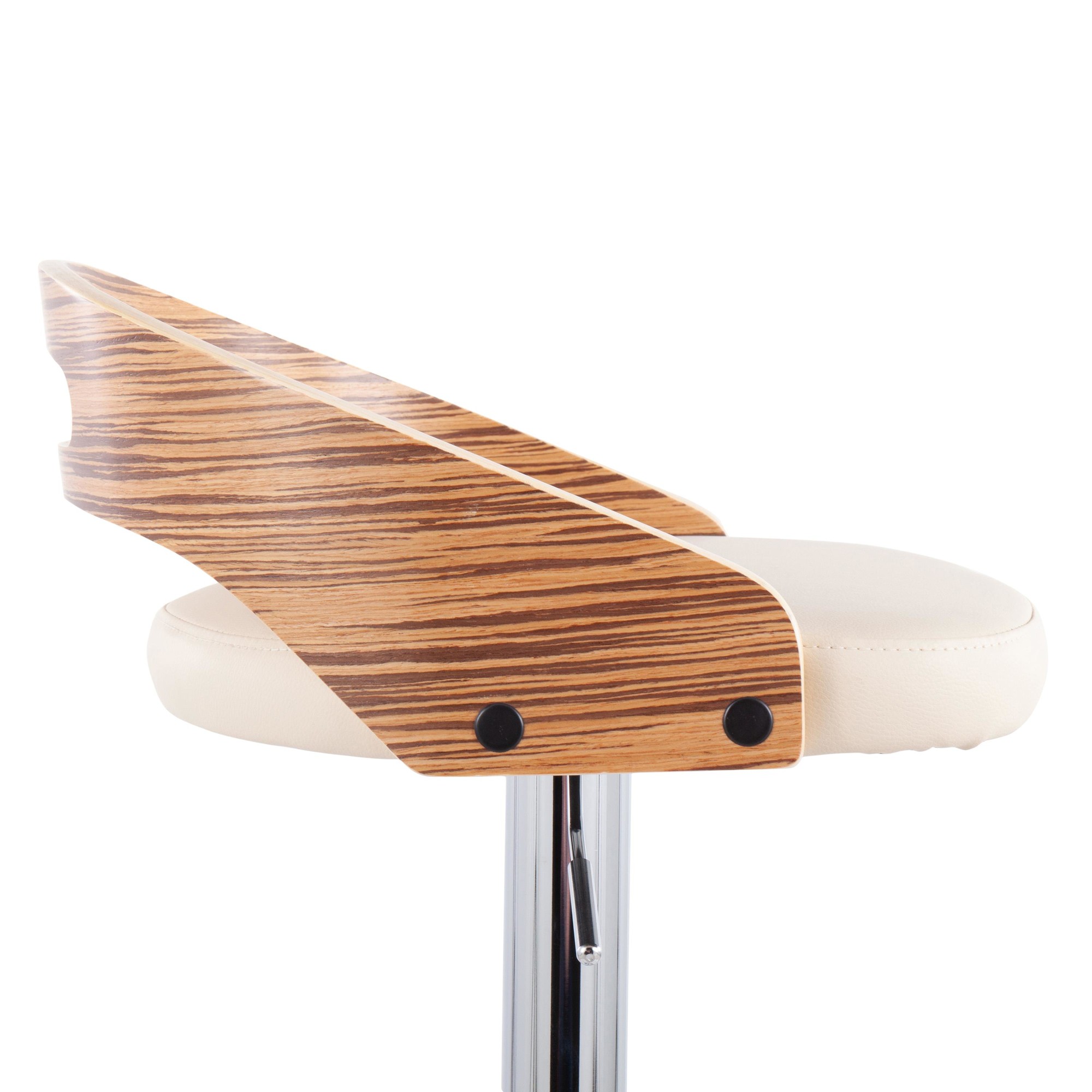 Cassis Mid-Century Modern Chrome and Zebra Wood Barstool (Set of 3) 11 Cassis Mid-Century Modern Chrome and Zebra Wood Barstool (Set of 3) - Image 11