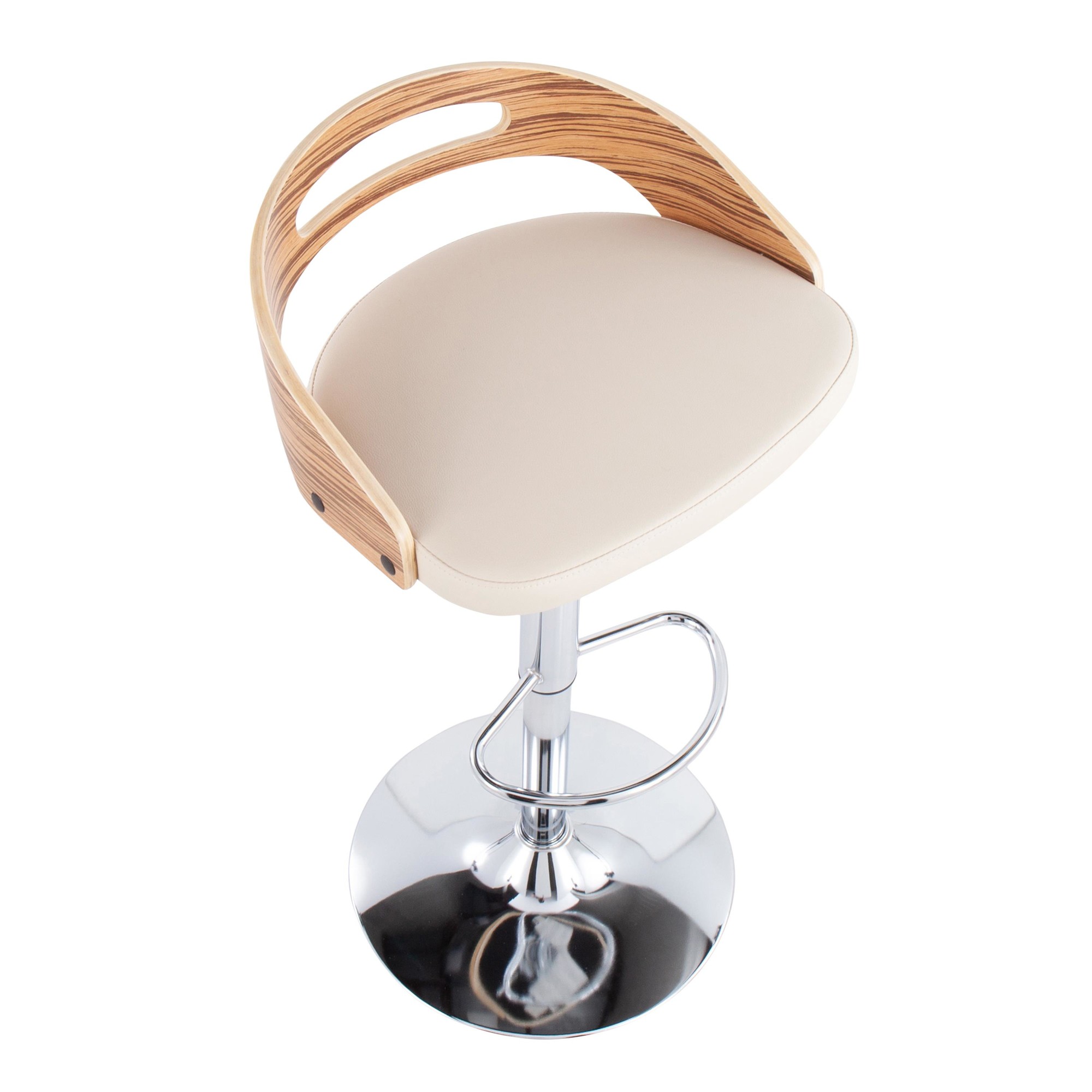 Cassis Mid-Century Modern Chrome and Zebra Wood Barstool (Set of 3) 12 Cassis Mid-Century Modern Chrome and Zebra Wood Barstool (Set of 3) - Image 12