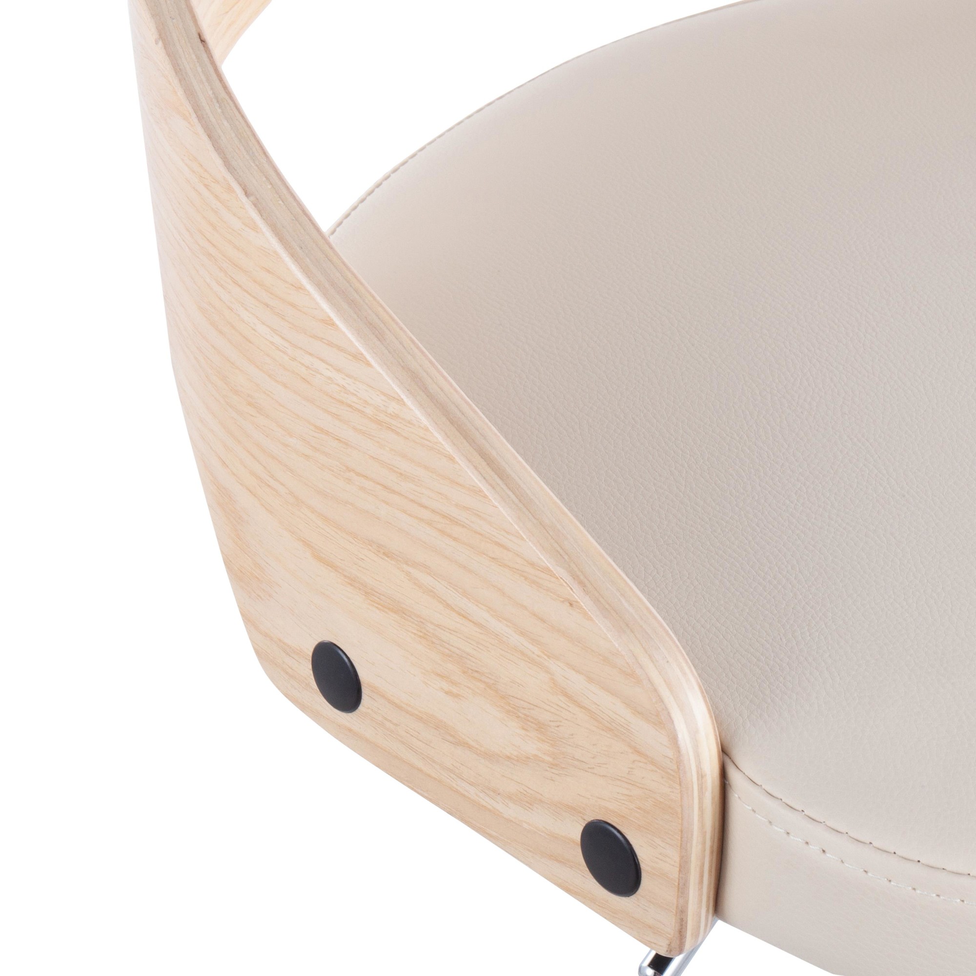 Cassis Mid-Century Modern Cream Faux Leather Swivel Barstool 12 Cassis Mid-Century Modern Cream Faux Leather Swivel Barstool - Image 12