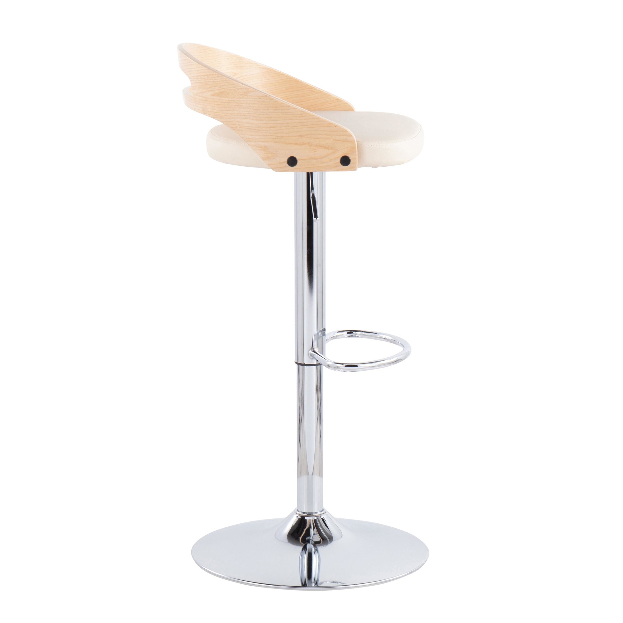 Cassis Mid-Century Modern Cream Faux Leather Swivel Barstool 6 Cassis Mid-Century Modern Cream Faux Leather Swivel Barstool - Image 6
