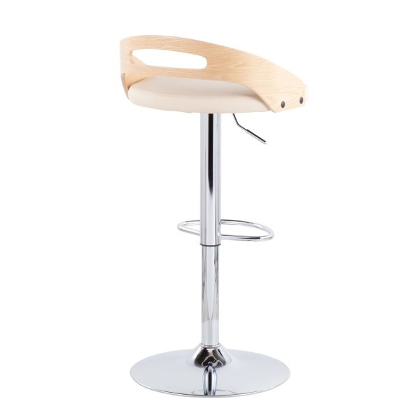 Cassis Mid Century Modern Cream Faux Leather Swivel Barstool 6