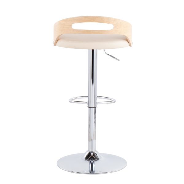 Cassis Mid Century Modern Cream Faux Leather Swivel Barstool 7