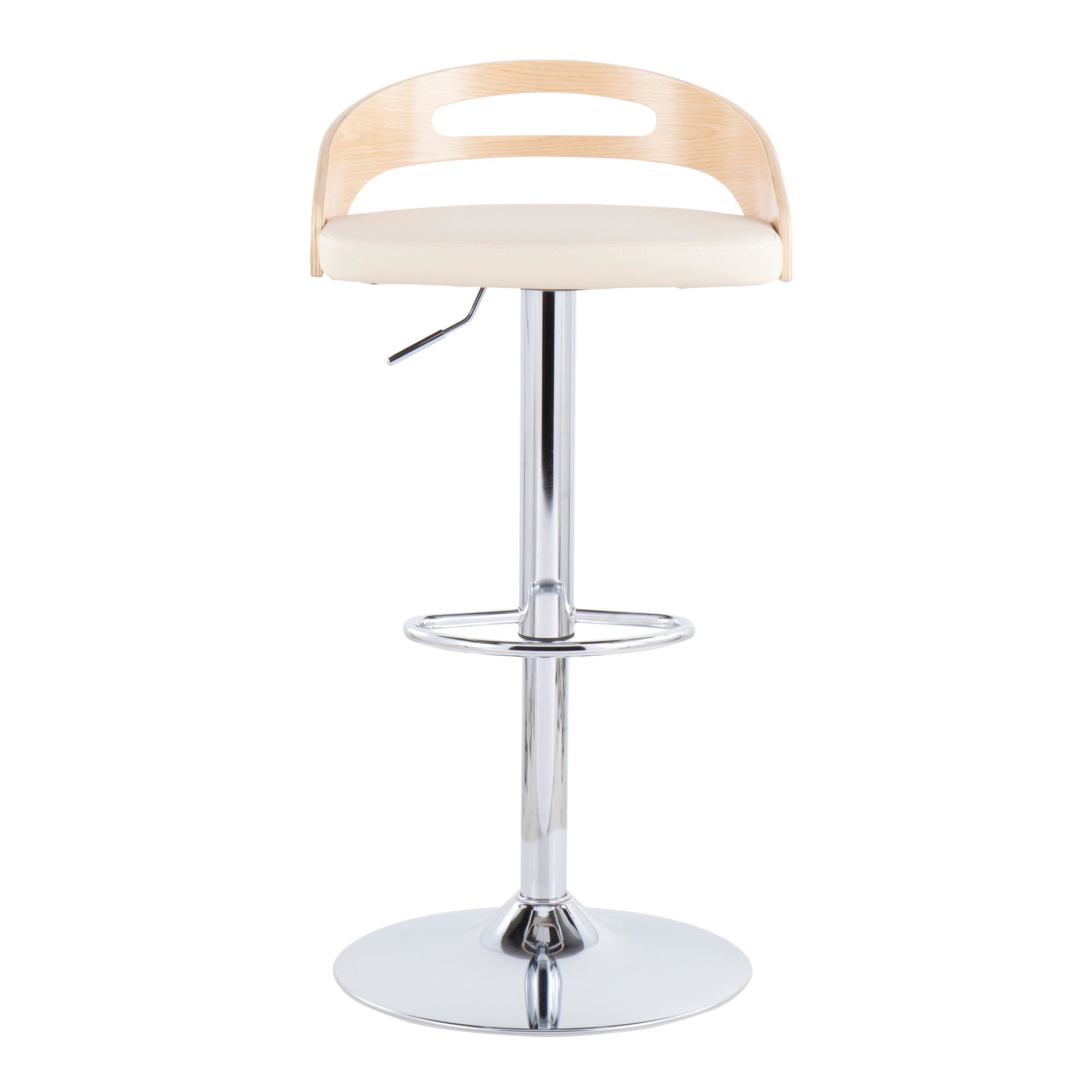 Cassis Mid-Century Modern Cream Faux Leather Swivel Barstool 9 Cassis Mid-Century Modern Cream Faux Leather Swivel Barstool - Image 9