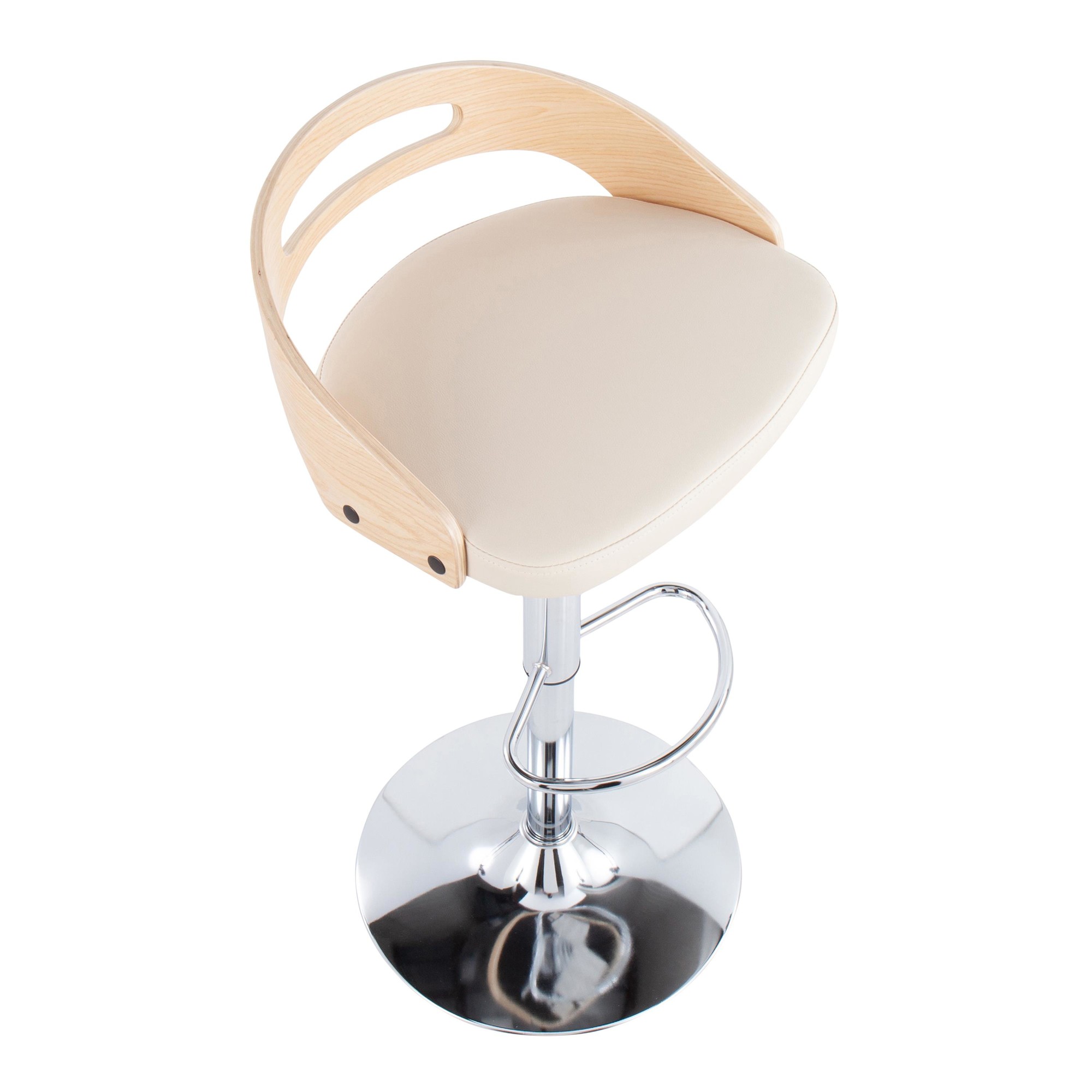 Cassis Mid-Century Modern Cream Faux Leather Swivel Barstool 10 Cassis Mid-Century Modern Cream Faux Leather Swivel Barstool - Image 10