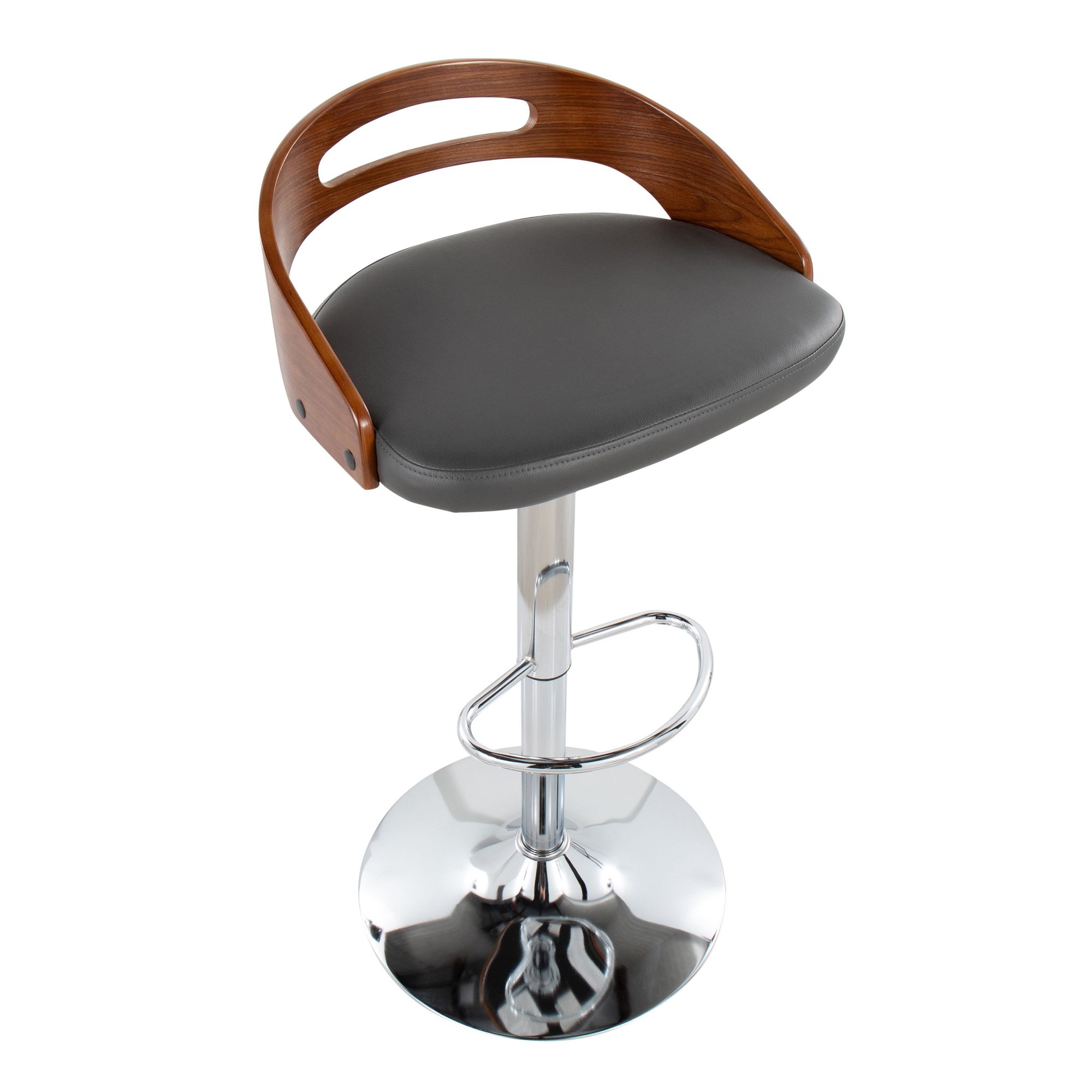 Cassis Mid-Century Modern Grey Barstool Chrome Walnut (Set of 3) 11 Cassis Mid-Century Modern Grey Barstool Chrome Walnut (Set of 3) - Image 11