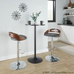 Cassis Mid-Century Modern Grey Barstool Chrome Walnut (Set of 3) 16 Cassis Mid-Century Modern Grey Barstool Chrome Walnut (Set of 3)