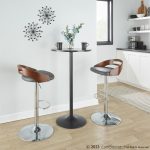 Cassis Mid-Century Modern Grey Barstool Chrome Walnut (Set of 3) 17 Cassis Mid-Century Modern Grey Barstool Chrome Walnut (Set of 3)