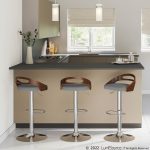 Cassis Mid-Century Modern Grey Barstool Chrome Walnut (Set of 3) 18 Cassis Mid-Century Modern Grey Barstool Chrome Walnut (Set of 3)