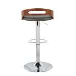 Cassis Mid-Century Modern Grey Barstool Chrome Walnut (Set of 3) 22 Cassis Mid-Century Modern Grey Barstool Chrome Walnut (Set of 3)