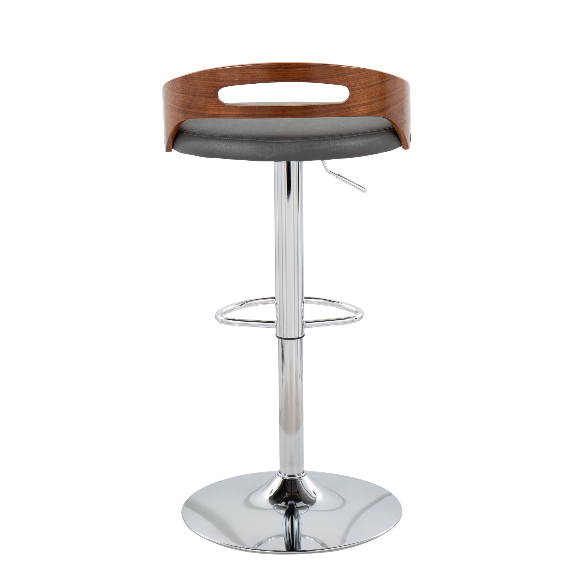 Cassis Mid-Century Modern Grey Barstool Chrome Walnut (Set of 3) 9 Cassis Mid-Century Modern Grey Barstool Chrome Walnut (Set of 3) - Image 9