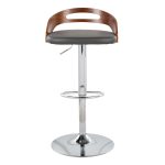Cassis Mid-Century Modern Grey Barstool Chrome Walnut (Set of 3) 23 Cassis Mid-Century Modern Grey Barstool Chrome Walnut (Set of 3)