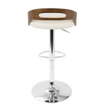 Cassis Walnut Cream Faux Leather Mid-Century Modern Adjustable Barstool 26 Cassis Walnut Cream Faux Leather Mid-Century Modern Adjustable Barstool