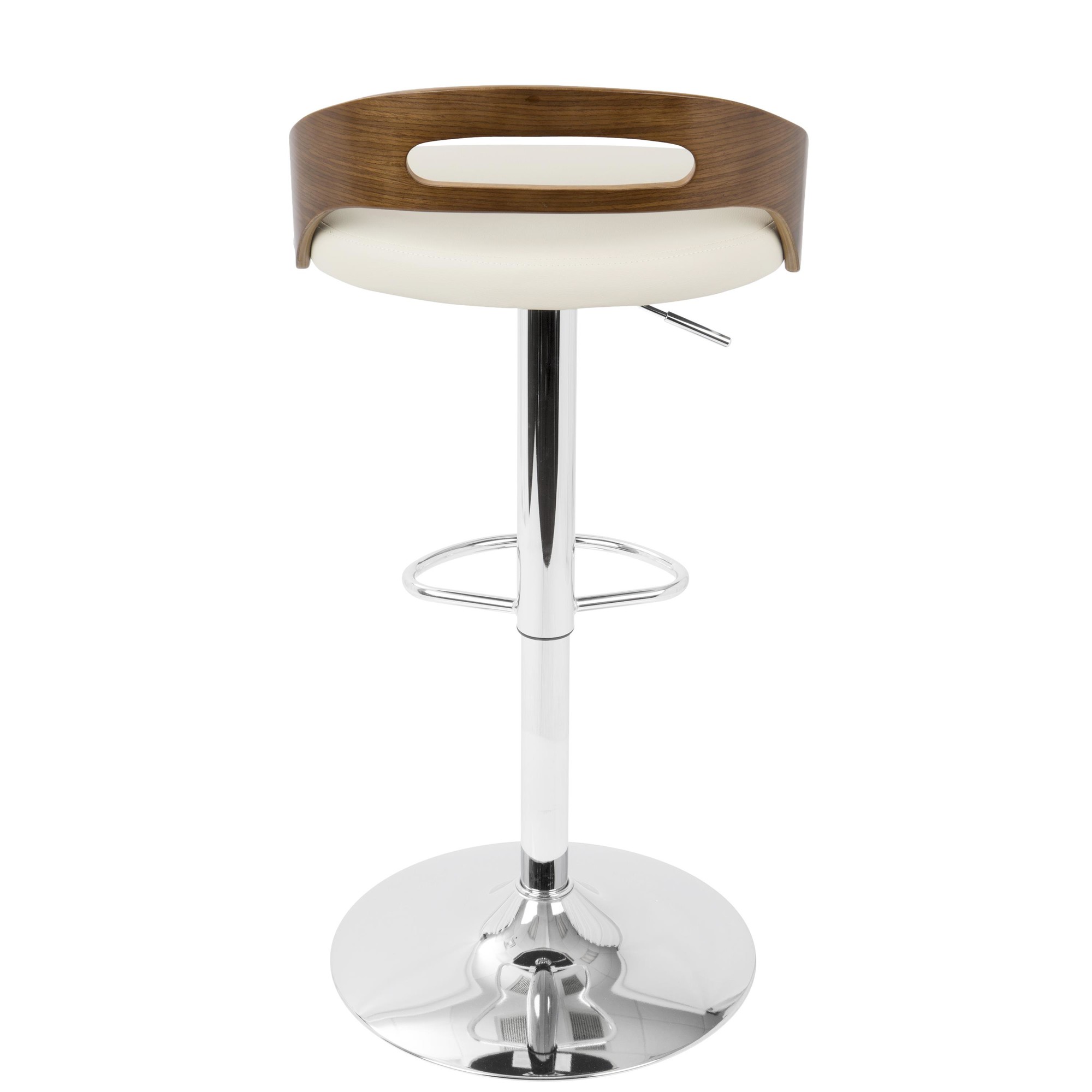 Cassis Walnut Cream Faux Leather Mid-Century Modern Adjustable Barstool 11 Cassis Walnut Cream Faux Leather Mid-Century Modern Adjustable Barstool - Image 11