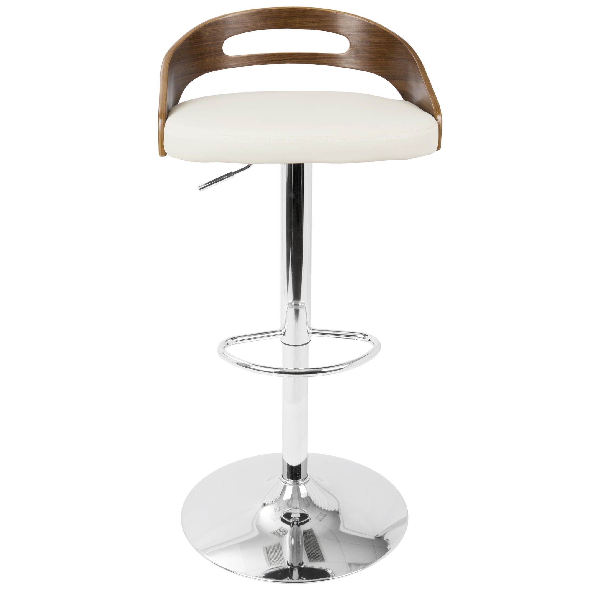 Cassis Walnut Cream Faux Leather Mid-Century Modern Adjustable Barstool 12 Cassis Walnut Cream Faux Leather Mid-Century Modern Adjustable Barstool - Image 12
