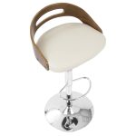 Cassis Walnut Cream Faux Leather Mid-Century Modern Adjustable Barstool 28 Cassis Walnut Cream Faux Leather Mid-Century Modern Adjustable Barstool