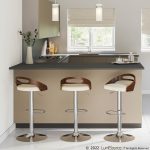 Cassis Walnut Cream Faux Leather Mid-Century Modern Adjustable Barstool 16 Cassis Walnut Cream Faux Leather Mid-Century Modern Adjustable Barstool