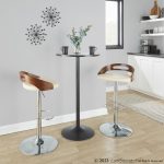 Cassis Walnut Cream Faux Leather Mid-Century Modern Adjustable Barstool 20 Cassis Walnut Cream Faux Leather Mid-Century Modern Adjustable Barstool