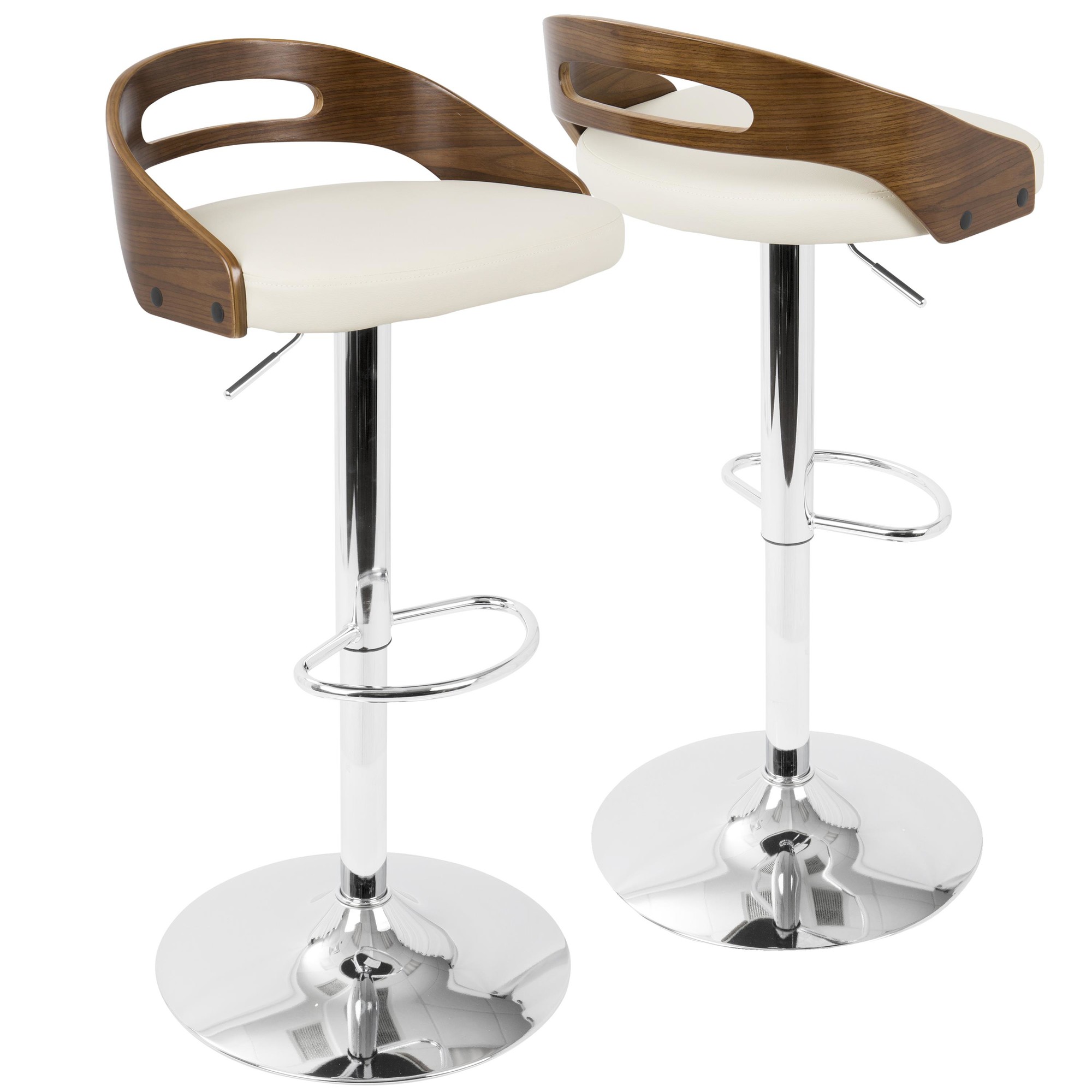Cassis Walnut Cream Faux Leather Mid-Century Modern Adjustable Barstool 8 Cassis Walnut Cream Faux Leather Mid-Century Modern Adjustable Barstool - Image 8