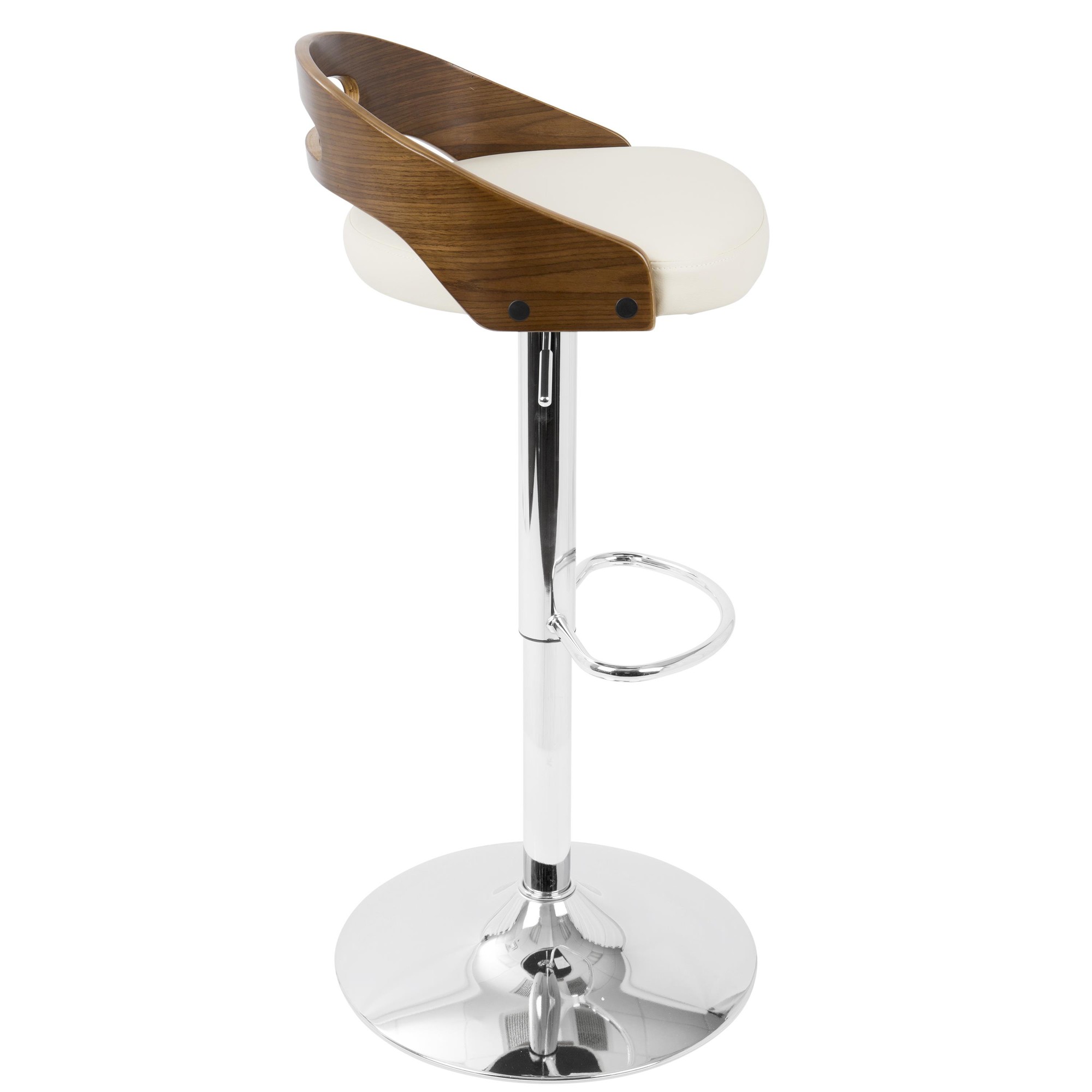 Cassis Walnut Cream Faux Leather Mid-Century Modern Adjustable Barstool 9 Cassis Walnut Cream Faux Leather Mid-Century Modern Adjustable Barstool - Image 9