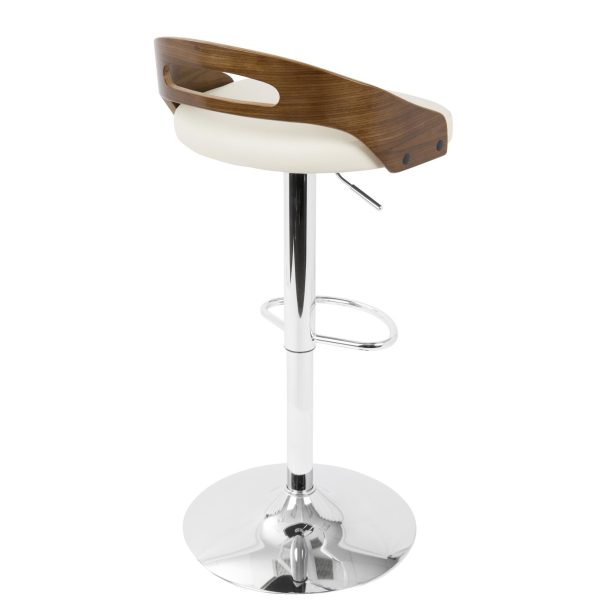 Cassis Walnut Cream Faux Leather Mid Century Modern Adjustable Barstool 9