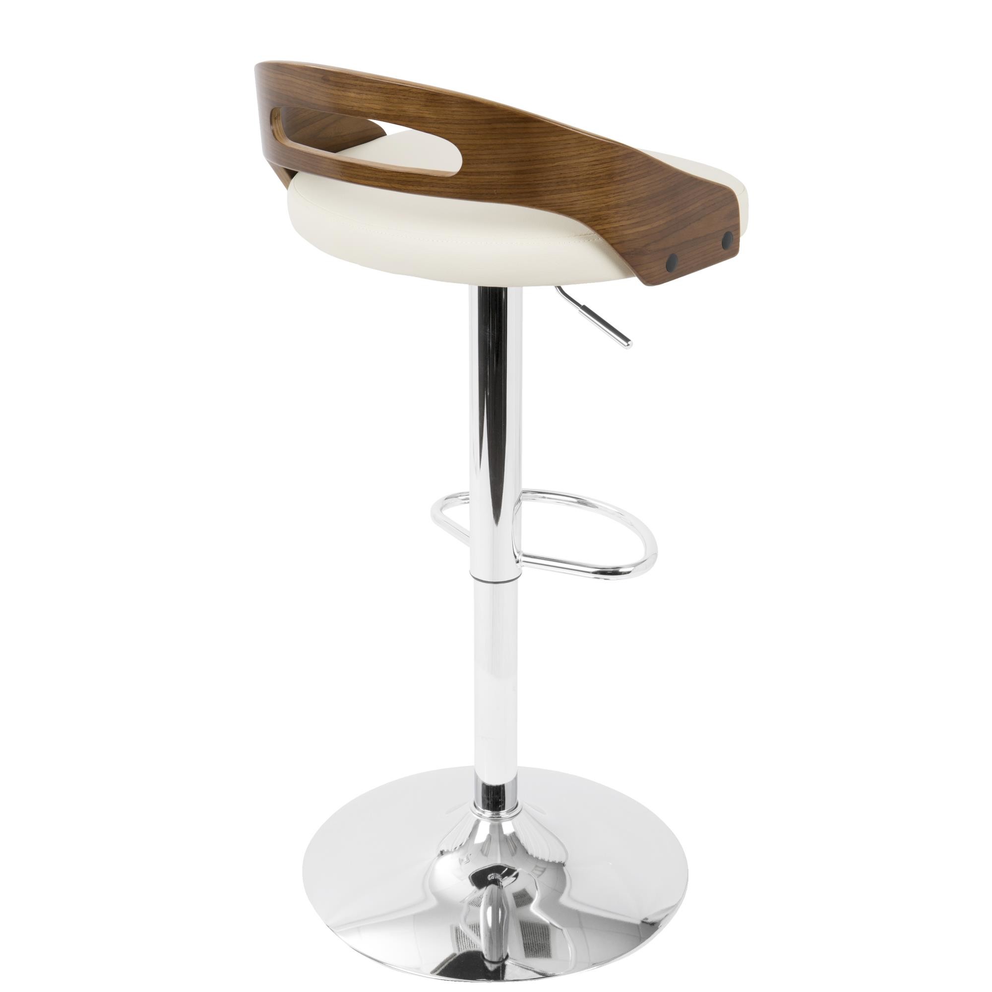 Cassis Walnut Cream Faux Leather Mid-Century Modern Adjustable Barstool 10 Cassis Walnut Cream Faux Leather Mid-Century Modern Adjustable Barstool - Image 10