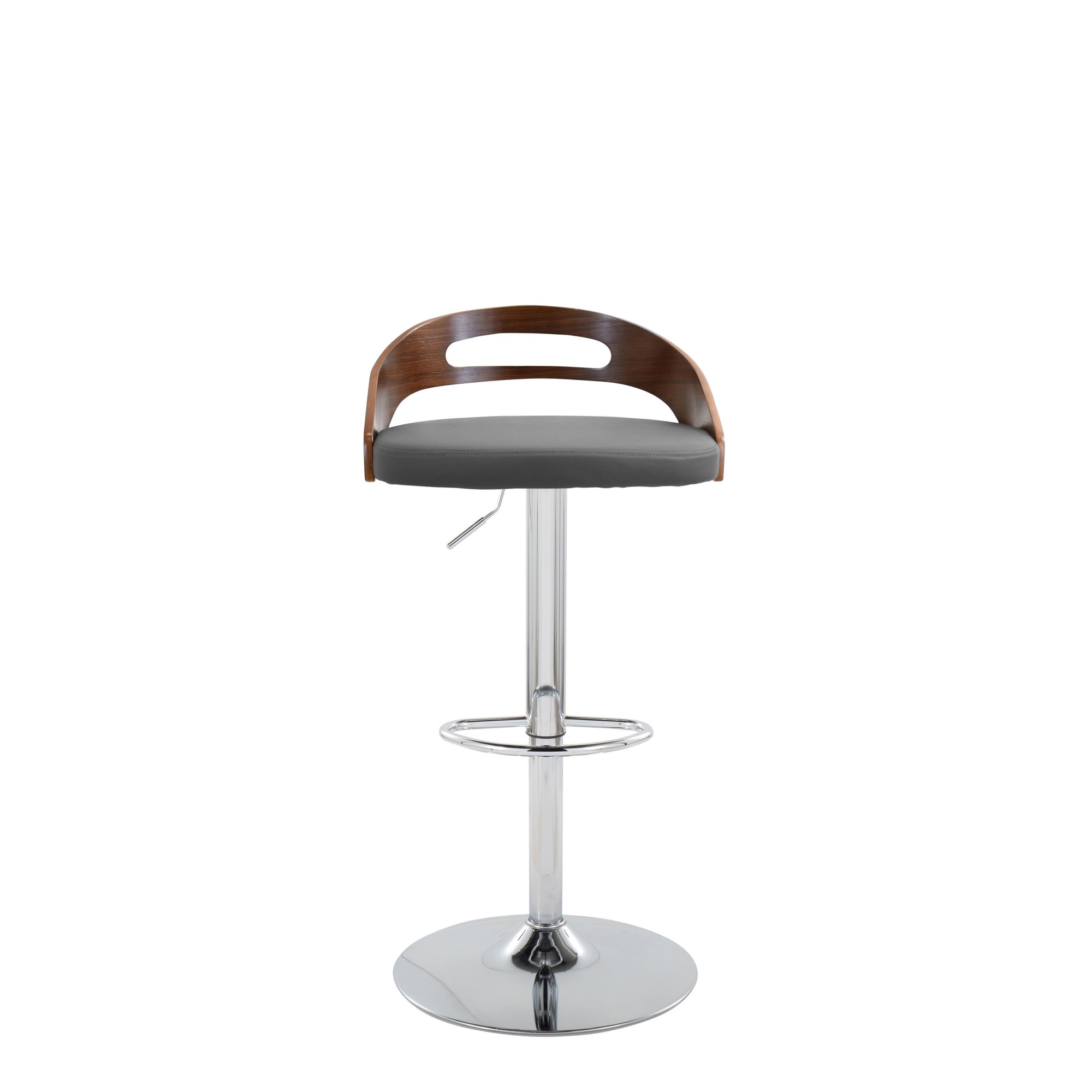 Cassis Walnut Grey Faux Leather Mid-Century Barstool 13 Cassis Walnut Grey Faux Leather Mid-Century Barstool - Image 13