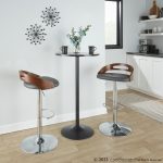 Cassis Walnut Grey Faux Leather Mid-Century Barstool 18 Cassis Walnut Grey Faux Leather Mid-Century Barstool