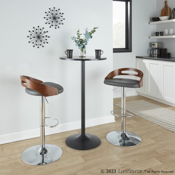 Cassis Walnut Grey Faux Leather Mid Century Barstool 3
