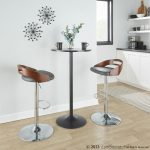 Cassis Walnut Grey Faux Leather Mid-Century Barstool 19 Cassis Walnut Grey Faux Leather Mid-Century Barstool