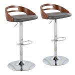 Cassis Walnut Grey Faux Leather Mid-Century Barstool 20 Cassis Walnut Grey Faux Leather Mid-Century Barstool