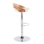 Cassis Zebra Wood Cream Faux Leather Mid-Century Barstool 19 Cassis Zebra Wood Cream Faux Leather Mid-Century Barstool