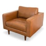 Mid-Century Modern Tan Leather Armchair with Walnut-Finished Legs 10 Mid-Century Modern Tan Leather Armchair with Walnut-Finished Legs