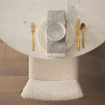 Cavett Cream Boucle Upholstered Seat W/Dark Brown Wood Frame Dining Chair