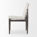 Cavett Cream Boucle Upholstered Seat W/Dark Brown Wood Frame Dining Chair