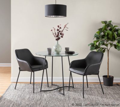 Cece Contemporary Black Steel and Glass Dinette Table