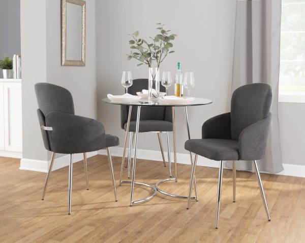 Cece Contemporary Chrome and Glass Round Dinette Table 1