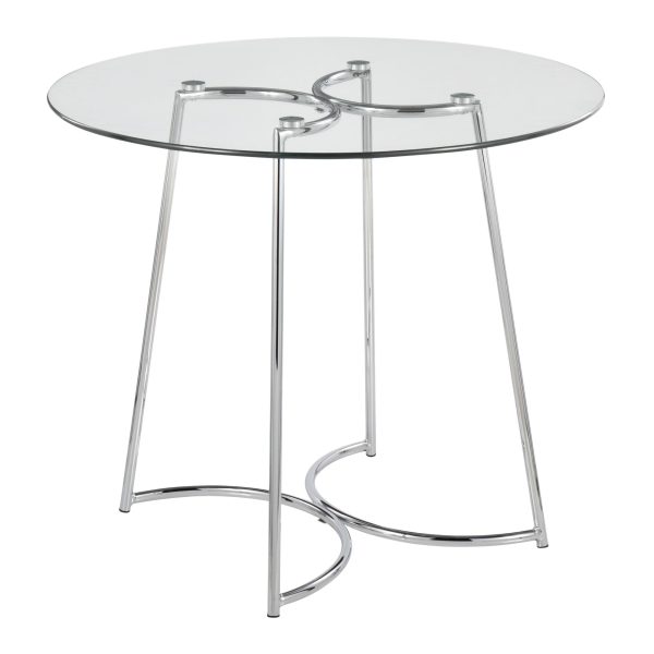 Cece Contemporary Chrome and Glass Round Dinette Table 2