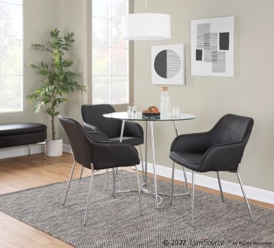 Cece Contemporary Chrome and Glass Round Dinette Table