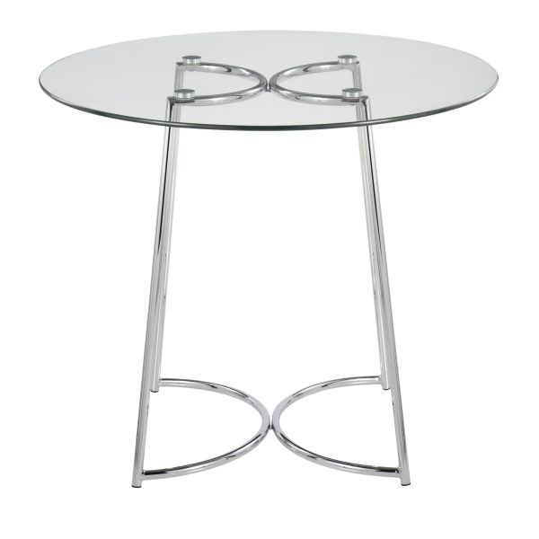 Cece Contemporary Chrome and Glass Round Dinette Table 5