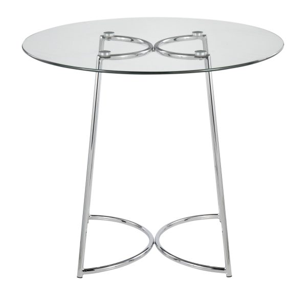 Cece Contemporary Chrome and Glass Round Dinette Table 6