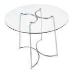 Cece Contemporary Chrome and Glass Round Dinette Table 18 Cece Contemporary Chrome and Glass Round Dinette Table