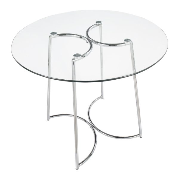 Cece Contemporary Chrome and Glass Round Dinette Table 7