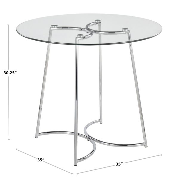 Cece Contemporary Chrome and Glass Round Dinette Table 8