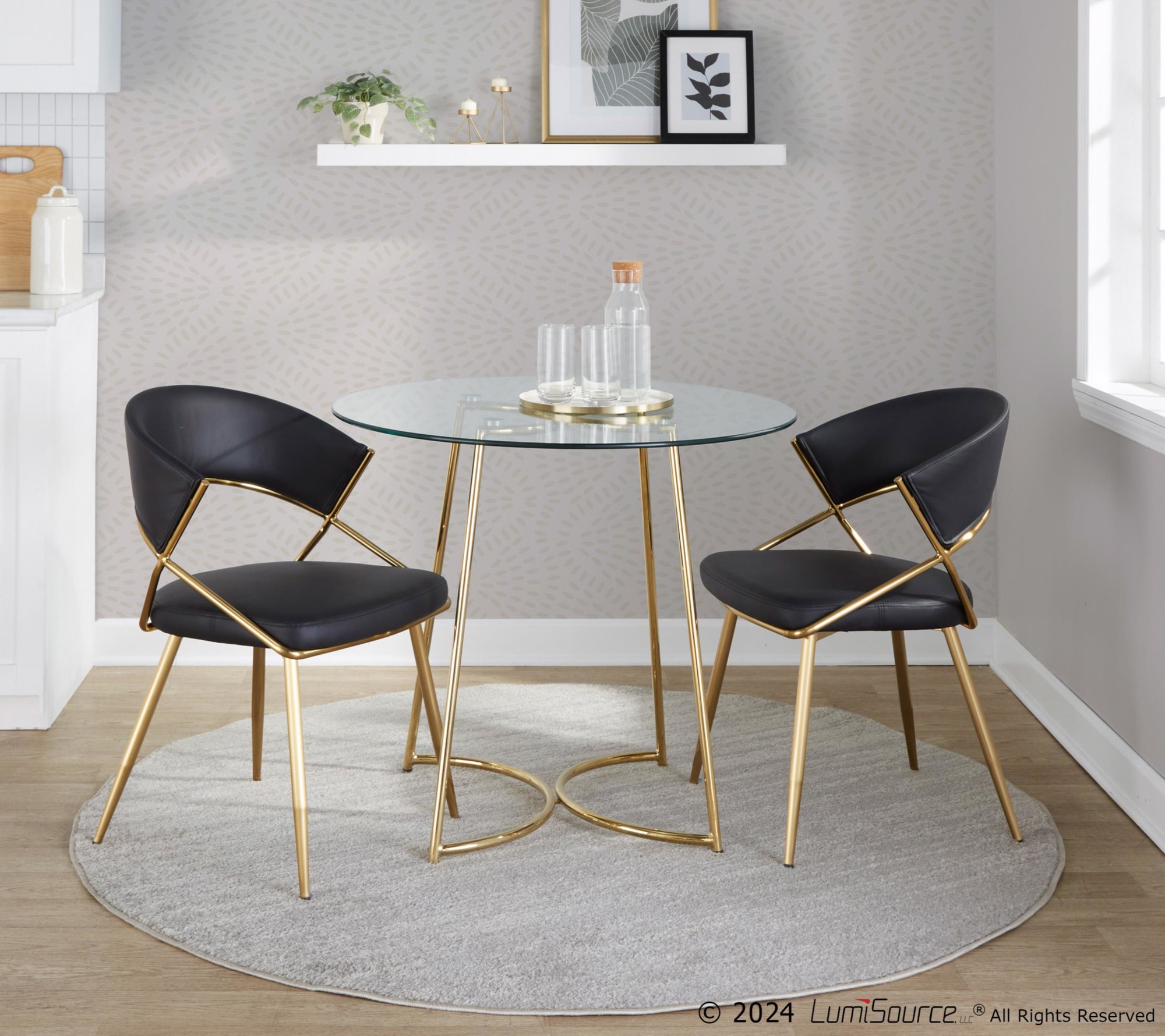 Cece Contemporary Gold Steel and Glass Dinette Table 3 Cece Contemporary Gold Steel and Glass Dinette Table - Image 3