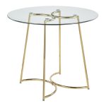 Cece Contemporary Gold Steel and Glass Dinette Table 15 Cece Contemporary Gold Steel and Glass Dinette Table