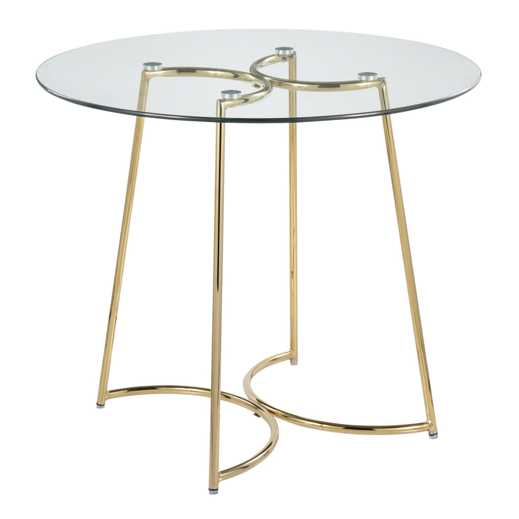 Cece Contemporary Gold Steel and Glass Dinette Table 4 Cece Contemporary Gold Steel and Glass Dinette Table - Image 4