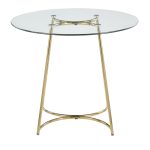 Cece Contemporary Gold Steel and Glass Dinette Table 16 Cece Contemporary Gold Steel and Glass Dinette Table