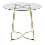 Cece Contemporary Gold Steel and Glass Dinette Table 18 Cece Contemporary Gold Steel and Glass Dinette Table